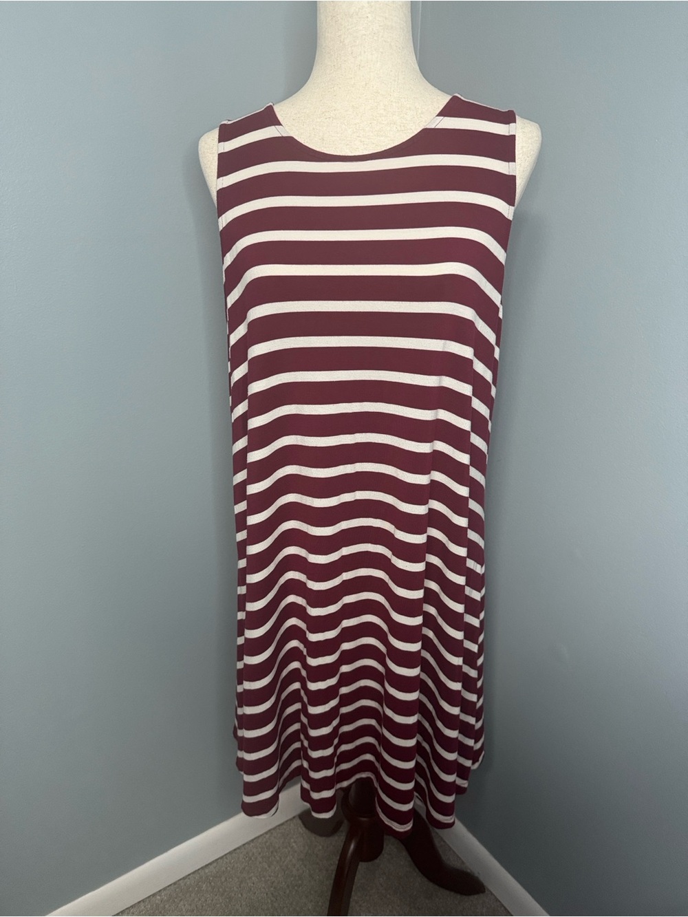 Old Navy Burgundy/White Striped Sleeveless Dress Sz XL